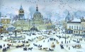 Plaza lubyanskaya en invierno de 1905 Konstantin Yuon escenas de la ciudad del paisaje urbano